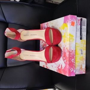 Chinese Laundry Red Suede Platform Sandal 9M